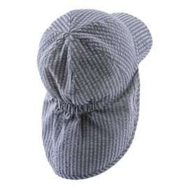 Sterntaler Peaked Cap Neck Stripes – Boys Hat Made of Seersucker Striped – UV Protection 50+ Summer Hat with Neck Protection – Sun Hat – Baby and Children's Headgear for Tying, blue, 51