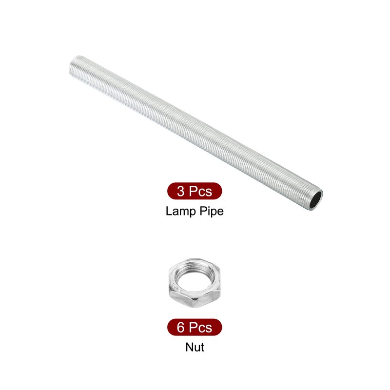 PATIKIL M12 Thread 5.91" Lamp Pipe Kit with Lock Nuts,