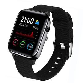 Compatible for IFOLO Smart Watch Band, Giaogor Breathable Nylon Woven Fabric Replacement Strap Compatible with IFOLO SN87 1.4''/Zard Zoop 1.4''/EGQINR T42 1.7''/SOUYIE T45S 1.7"/SOUYIE T49 1.9''/SOUYIE Q15 PRO 1.69'' Smart watch (Black)