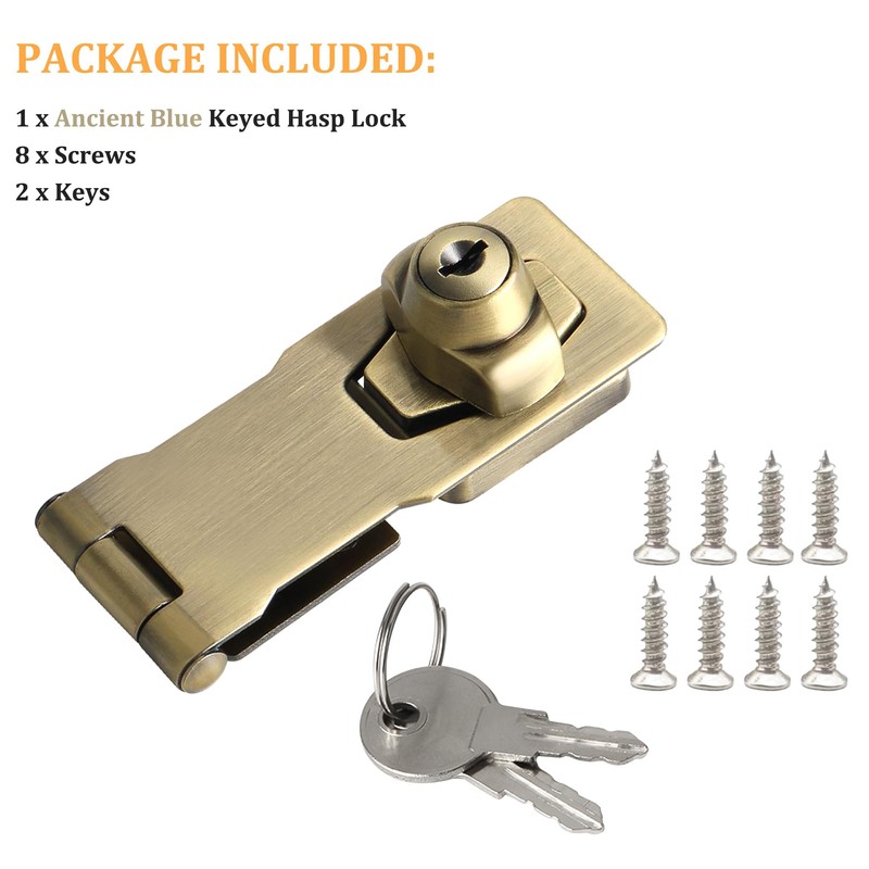 Alise Keyed Hasp Lock,4 Inch Safety Packlock Clasp Hasp Lock