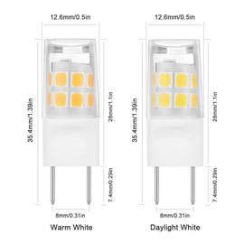 X-Molin 5 Pack-T4 JCD Bi-Pin G8 2Watt LED Light Bulbs Warm White JCD Type T4 G8 Under Cabinet Puck Lamp 120 Volt Undercabinet Microwave Oven Stove Top Kitchen Appliance Replacement Lighting Bi Pin