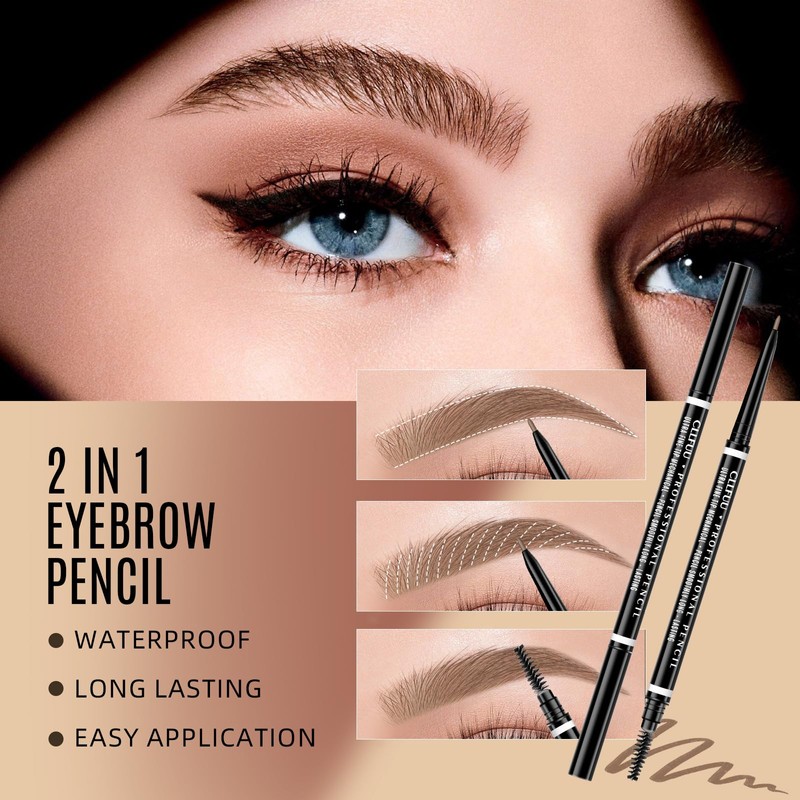 Brow Pencil, 2 Pcs Waterproof Precision Taupe Eyebrow Pencil Defines,