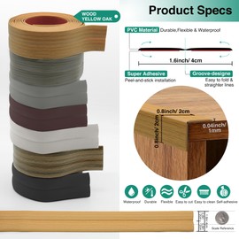 Flexible Wall Corner Protector Molding Trim, Peel and Stick Self Adhesive Wall Trim Corner Guards Edge Protector Strip for Baseboards, Tables, Ceiling Edges, DIY Decor (Wood Yellow Oak, 1.6 in x 20ft)