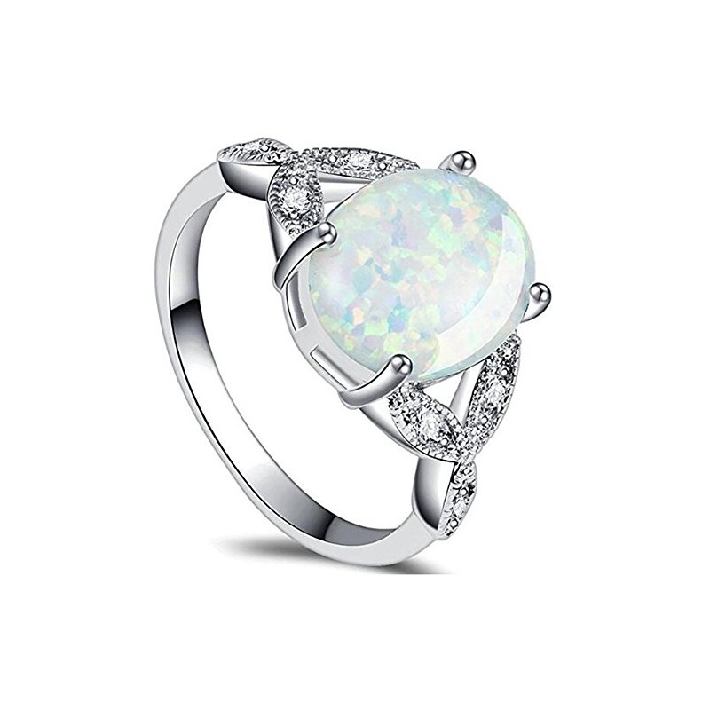 925 Sterling Silver Oval Shaped Created Fire Opal Wedding Engagement
