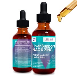 Liver Support & NAC, Zinc - 2 fl oz Liquid Drops with Milk Thistle, Dandelion Root, Chicory, Turmeric, Beet Root, Chanca Piedra - Liver Cleanse & Detox Supplement
