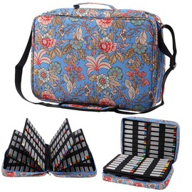 Lbxgap 480 Slots Color Pencil Case - Pencil Holder with Handy Wrap & Zipper, Multilayer Holder for for Watercolor Pens or Markers (Begonia Blue)