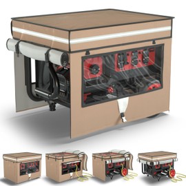 Generator Covers While Running, Generator Covers Compatible with 3000W-5000W Generator, 28"L x 20"W x 20"H Heavy Duty Waterproof Generator Cover for Outside, Transparent Windows to See Gauges, Khaki