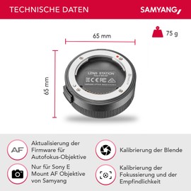 Samyang Lens Station für AF Sony E Objektive - Firmware-Update, Fokussierung und Blendenkalibrierung - Kompatibel mit Samyang E Mount Objektiven - Kompatibel mit Windows und Mac