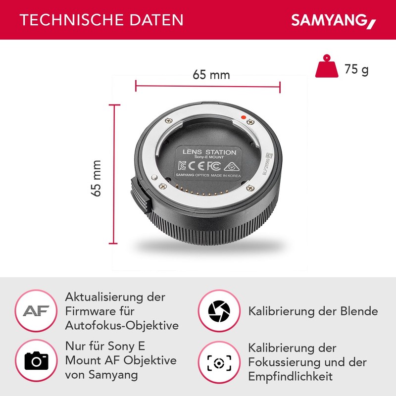 Samyang Lens Station für AF Sony E Objektive - Firmware-Update,