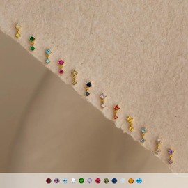 2 Pairs 20G/18G/16G Dainty Stud Earrings, Cubic Zirconia Screw Flat Back Drop Earrings & Tiny Birthstone Dangle Earrings, 18 gauge (1.0mm post), Gold Plated Brass, Nickel Free, Lead Free, Cubic