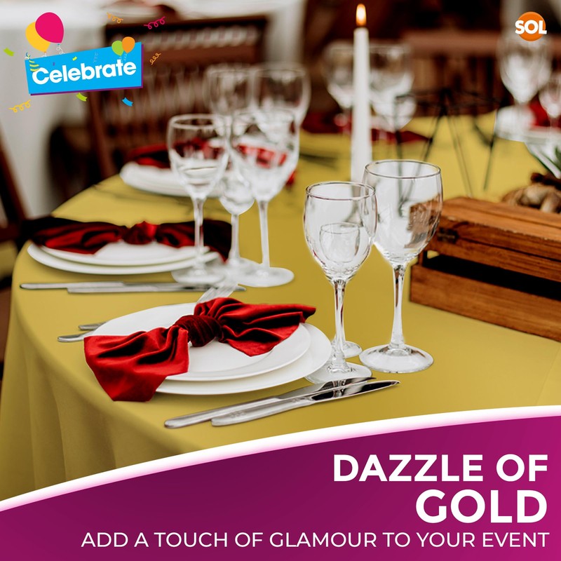 3pk Gold Round Table Cloth Disposable | 140cm Party Round