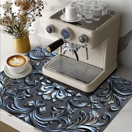 HOMETITUTE Stove Top Cover for Electric 28x20 Inch Silicone Diatomaceous Stove Mat for Glass Top Earth Pad with Embossed Baroque Floral Pattern for Countertop Coffee Maker Dish Drying Area