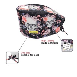 Black Skull Scrub Cap - Gothic Style Hat for Medical Professionals with Attitude…