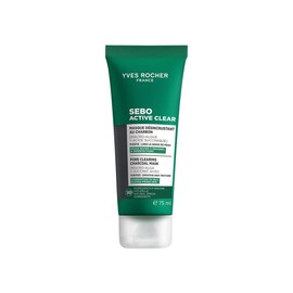 Yves Rocher Mascarilla Facial con Carbón Sebo Active Clear, 75 ml, para Piel Mixta con Acné e Imperfecciones