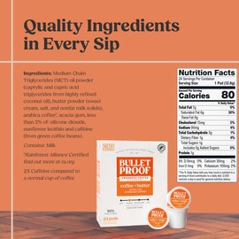 Bulletproof Coffee + Organic Grass-Fed Butter Single-Serve Pods, Keto Coffee, All-in-One Recipe with MCT Oil and Butter, Packaging May Vary