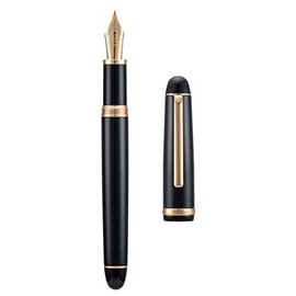 Jinhao X350 Pluma estilográfica, punta fina con convertidor, negro con clip dorado, bolígrafo de escritura de metal                                   