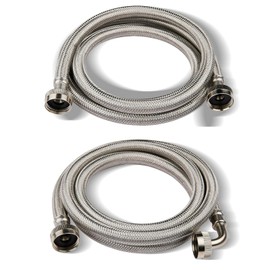 2-Pack HeSun 6 Ft Washing Machine Hose, 3/4" FHT Stainless Steel Washer Hose with 90 Degree Elbow(6 Ft)(HOSE007)
