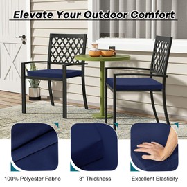 Basic Beyond Outdoor Chair Cushions Set of 6, Square Corner Outdoor Cushions for Patio Furniture, Water Resistant Patio Chair Cushions with 2 Ties, 18.5x16x3, Navy