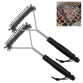 2 Stücke Grill Bürste, Grillbürste Messing Edelstahl, Messingbürste Grill Gusseisen 360° Reinigung, 31 cm Grillbürste für Grillrost Bürste mit Komfortgriff, Drahtbürste Grillrost für Alle Grillarten
