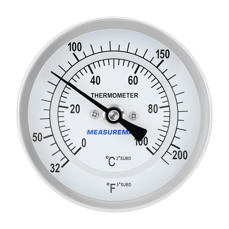 MEASUREMAN Hot Water Thermometer, 3" Dial, 2" Lead-Free Brass Stem,