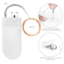 TenSteed Fairy Lights, 6 Pack 20 LEDs 7.2 Ft Copper Wire String Lights,Super Bright Warm White Led Rope Lights Copper Wire for DIY Wedding Home Bedroom Parties(Warm White)