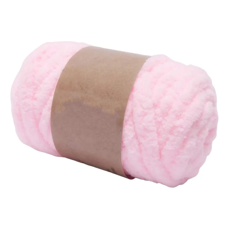 Hilo De Lana Grueso, Tela De Ganchillo Suave, Rosa Claro