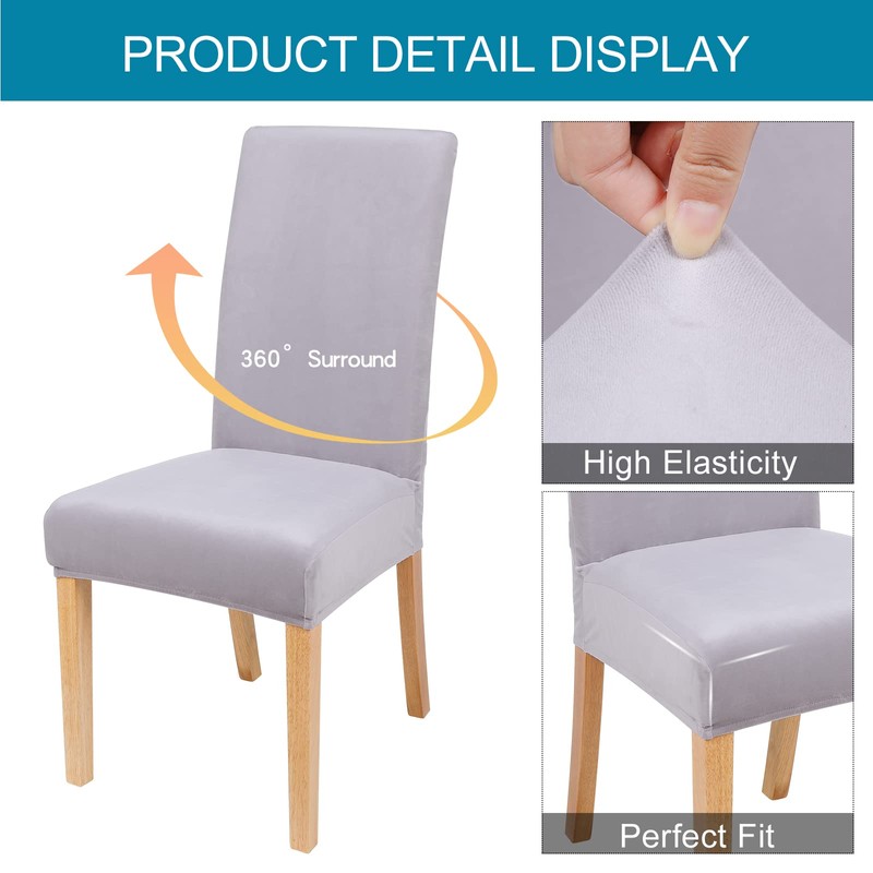 Smiry Velvet Stretch Dining Room Chair Covers Set of 2,
