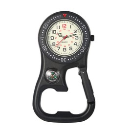 JewelryWe Men Women Clip-on Quarzt Watch Backpack Fob Belt Watch Glow in The Dark Pocket Watch for Rock Climbing Doctors Nurses Outdoor Activities