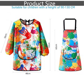 ANNTHOR 2 paquete Delantal de Pintura para Niños, Delantales de Pintura de Artista, Delantales Impermeables, Batas de Arte Impermeables para Niños para 3-10 años (Incluye Con Mangas y sin Mangas)