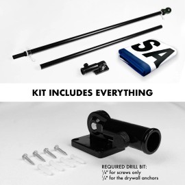 UD_G128 Combo Pack: 6 Feet Tangle Free Spinning Flagpole (Black) Sale Flag 3x5 ft Printed 150D Brass Grommets (Flag Included) Al