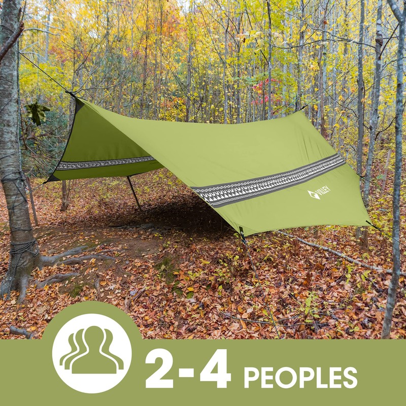 VILLEY Hammock Tent Rain Fly, Octagonal Waterproof Camping Tarp, Sun