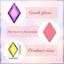 Tondiamo 100 Pcs Flat Back Diamond Acrylic Crystal Rhinestones Plastic Gems for Bedazzling Acrylic Jewels for Jewelry Making Costume Cosplay Embellishments, 0.43 x 0.71 Inch