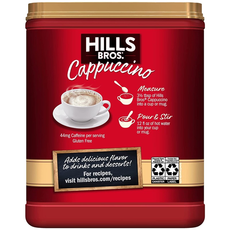 Hills Bros Cappuccino Mix, Instant Coffeehouse Beverage, Cafe Style Drink