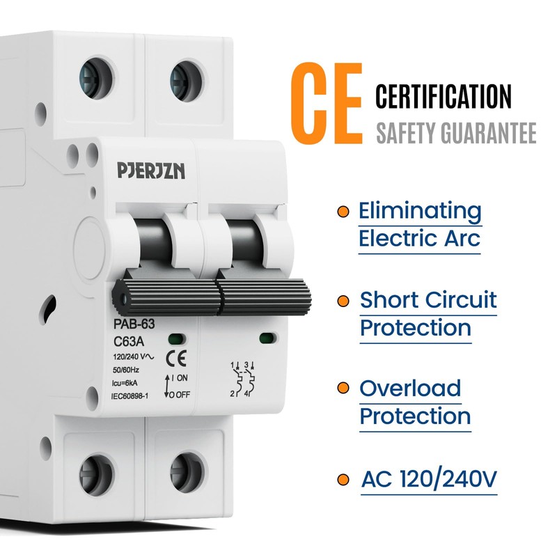 Pjerjzn Miniature Circuit Breaker 120/240VAC 32A Double Pole Circuit Breaker