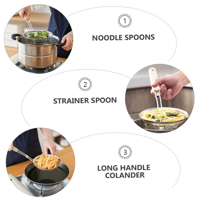 BIUDECO Stainless Steel Colander Fine Mesh Strainer Kitchen Gadget Long