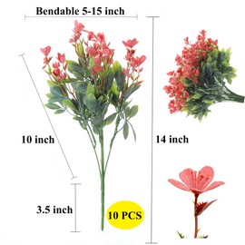 Grand Verde Wildflowers Artificial Flowers Plastic Bouquets Real Touch Faux Ranunculus DIY Home Decor Outdoors Garden Patio Balcony Wedding Decoration, Bulk 10pcs (Coral-Orange)