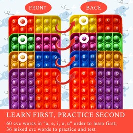 Word Poppers CVC Word Games, Sight Words Fidgety Board Phonics Reading Spelling, Kindergarten Learning Activity, Montessori Sensory Educational Toy for Kids, Preschool Classroom Must Haves