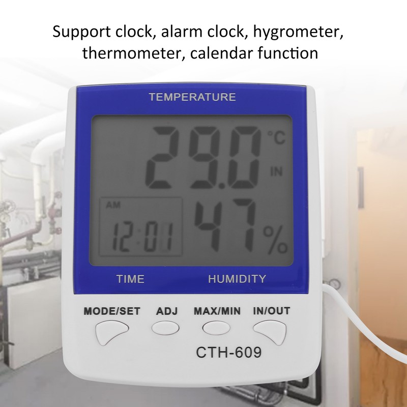 CTH‑609 Digital Thermometer Hygrometer Wall Mounted Temperature Humidity Meter for