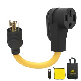 4 Prong 30 Amp Twist Lock Adapter, Generator to RV/EV Charging Adapter Cord with Handle, L14-30P Twist Lock Male to 14-50R Female, Heavy Duty STW 10 AWG for Generator to RV Trailer Camper