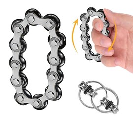 RHQFDM Pack of 2 Stress Relief Toy Stress Relief Chain Toy Infinite Flip Chain Flippy Chain Game Set for Relieving Tension and Stress, for Children with ADHD