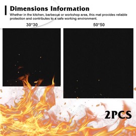 PRITOK Fireproof Underlay, Heat Resistant Heat Protection Mat: Pack of 2, 5 mm Heat Protection Mat, Fire Protection Mat, Heat Resistant up to 1000 °C, Carbon Felt, Fire Protection Mat for Safe Fire