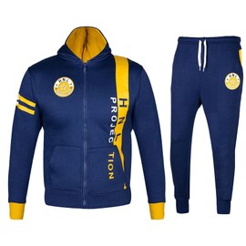 A2Z 4 Kids Boys Girls Tracksuit HNL Projection Zipped Hooded - T.S HNL 02 Indigo & Mustard 9-10