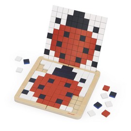 Janod - Symmetry & Coding - 4 Play Modes - 12 Models to Reproduce - Ideal for Kindergarten and Early Section Preparation - Educational Toy for Children - FSC Wooden Product - From 5 years - J05093