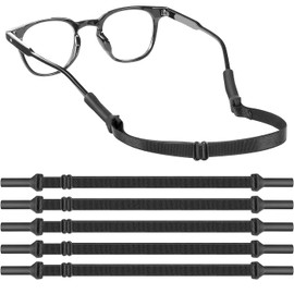 SSKHE Pack of 5 Adjustable Glasses Holders, Adjustable Glasses Holders, Adjustable Glasses Straps, Adjustable Sports Glasses with Non-Slip Glasses Strap for Men Women Children, black