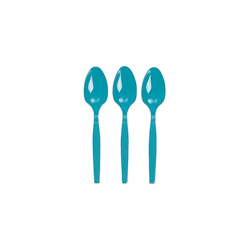 Fun Express - Turquoise Plastic Spoons (50pc) - Party Supplies