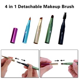 simarro 4 in 1 Makeup Brush Set, Portable Travel Size Makeup Brush, Removable Eyeshadow Brush, Eyebrow Brush, Screw Brush, Lip Brush for Foundation, Concealer, Powder, Liquid (Colour)