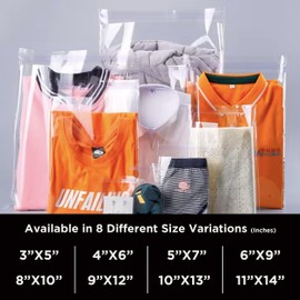 Bloomwill Self Sealing Cellophane Bags - 11x14 Inches 200 Pcs Clear Cookie Bags - Resealable Clear Bags for Packaging T-shirts, Pants, Art Prints, Cloathing, Photo, and Letter Sized Documents