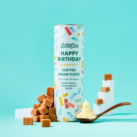 Josh & Jim's - 'Happy Birthday' Clotted Cream Fudge Gift, Classic British Recipe, Nut-Free, Vegetarian & Gluten-Free, Low-Salt, 300g