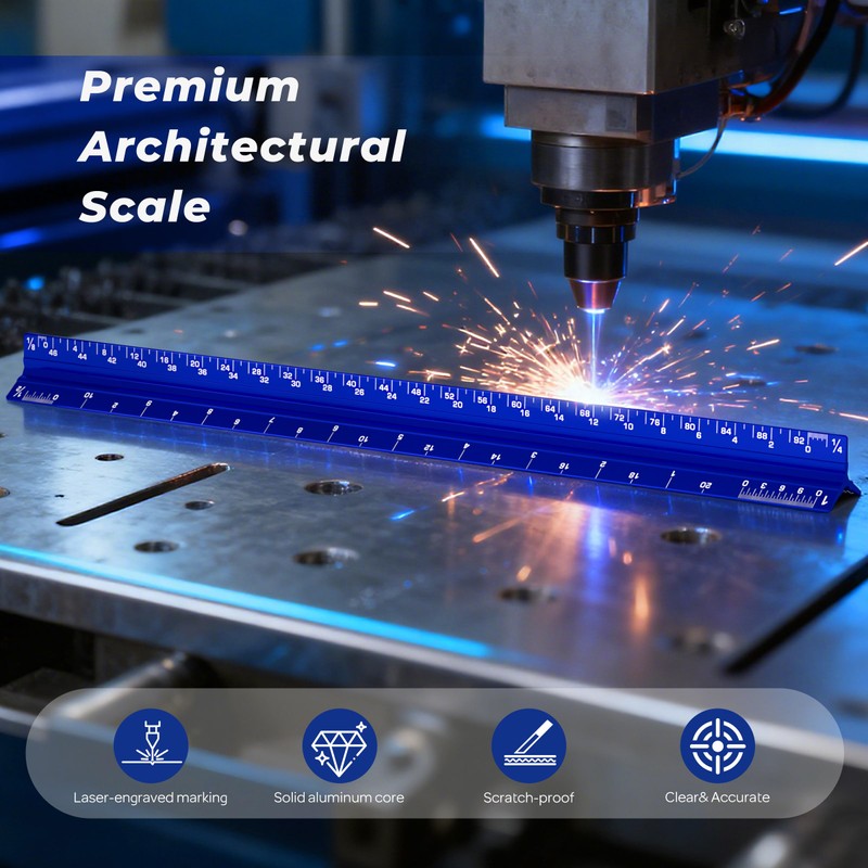 Nicpro 16PCS Drafting Tools with 12‘’ Aluminum Architect Scale Ruler,