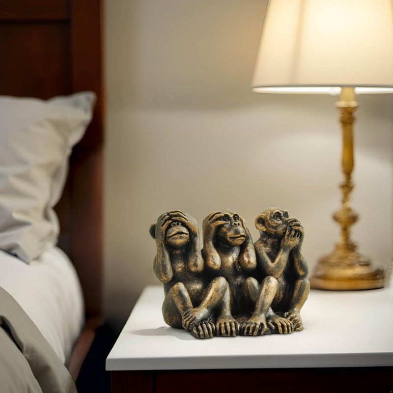 PlentifulHome 3 Wise Monkeys Statue - Hear No Evil, See
